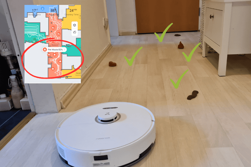 Obstacle detection of the Roborock S8 Pro Ultra for dog poop detection.